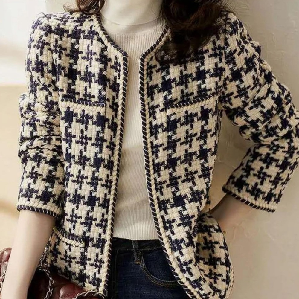 BNWOT Black & White Liwisi Tweed Plaid Blazer - S